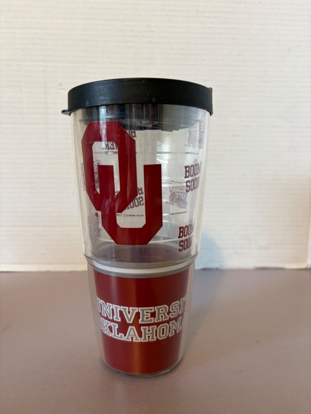 University Of Oklahoma Tervis Tumbler 16oz Red & Clear Travel Mug With Black Lid